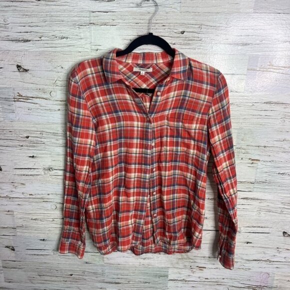 Madewell Red Plaid Button Down Shirt - Picture 1 of 8